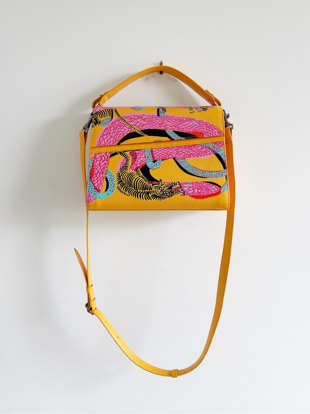 Min & Mon Anastasio Medium Crossbody Bag - Hand Painted Leather Snake + Tiger